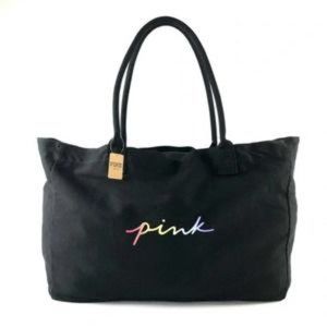 NWOT Black Victoria's Secret Pink Tote with Rainbow Writing